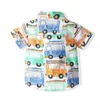 Sommer 12 M 24M 1-6 Jahre Europa und Amerika Baby Kleinkind Kinder Tops Cartoon Full Print Auto Kurzarm Shirt für Jungen 210529