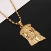 Guldporträtt av Jesus Pendant Halsband för kvinnor Tjej Christian Religion Smycken Gift