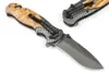 1 st toppkvalitet Flipper Folding Kniv 440c Grå Titanbelagd Drop Point Blade Steel + Trähandtag Mappknivar EDC-verktyg