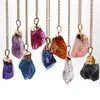 Dyed Healing stone Crystal Druzy Necklace Pink Yellow Rose Quartz Chakras Pendant For Gift Jewelry