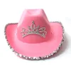 Copricapo in stile occidentale cowboy da donna rosa per cappello rosa abbigliamento per le vacanze cappelli a cilindro puro color gentiluomo viaggio