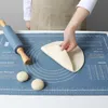 Silicone Kneading Pad Set 3 Pieces Pastry Mat with Measurement Rolling Pin Cutter Counter Broad Cake Baking Dough Cookies Mat 211008