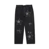 남성 청바지 2021 Black Jean Streetwear 남성 의류 스타 그래픽 헐렁한 바지 찢어진 Y2k Pantalones De Hombre Cargo Wide Leg Pant