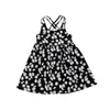 Sommer Ankunft Mädchen Mode Blumenkleid Kinder Rücken Kreuz Kleider Chiffon 210528