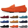 Rabatt Nicht-Marke Männer Casual Wildleder Schuhe Schwarz Dunkelblau Weinrot Grau Orange Grün Braun Herren Slip-on Lazy Leder Schuh