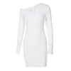 Sexy One épaule puln-tricot bodycon robe femme automne
