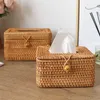 Elegante handgemaakte rotan tissue box servet opslag container desktop wc-papier dispenser voor thuiskantoor 211110