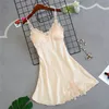 Sleeveless sling Women Casual Dress Lady Vintage Silk Shirt Long Sleeve Bow Midi Summer Embroidery lace Vestido 210507
