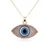 Simple Moon Evil Eye Druzy Drusy Pendant Necklace Women Resin Handmade Clavicel Chains Necklaces for Female Christmas Imitation Natural Stone Necklace