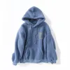 Women Loose Casual Teddy Hoodies Winter Warm Long Sleeve Hooded Sweatshirt Tops Letters Pocket Fleece Pullover 210515