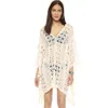 Sexy holle vleermuizen mouwen zomerjurk strand cover up plus size vrouwen strandkleding witte kant tuniek bikini cover-ups Q889 210420