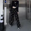 Mingliusili Hip Hop Wide Leg Pant Vintage Koreansk stil Byxor Kvinnor Mode Vår Harajuku Heart Print Pants 210925