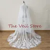 Bridal Veils Long Cathedral Wedding Cape Shawl Cloak Tulle Accessories Appliques White Ivory 3 Metres Lace