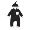 Baby designer kläder barn artikel pit uppsättningar bomull rompers sommar pojkar tjejer solid långärmad jumpsuits spädbarn mjuka casual byxor onesies med hatt wmq1265