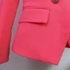 ニューアイシアオレンジ女性のブレザージャケット秋冬2020スーツクラシックダブルブレストボタンスリムスーツジャケットブレザー女性x0721