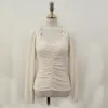 Elegant Bomull Kvinnor Ruffles Toppar Spring Square Collar Blouse Plissed T Shirts Puff Sleeve Lady Chic Blouses 12904 210417