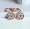 925 sterling silver luxury women jewelry gold color turkish evil eye micro pave nano turquoises dangle disco charm earring