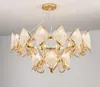 Golden modern crystal chandelier bead lamp for villa in duplex building of northern Europe light luxury restaurant