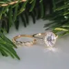 Casal toca jóias de luxo 925 Silvergold preenchimento oval corte cúbico zirconia festa feminino de casamento anel de noiva Presente