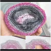 Clothing Fabric Apparel Drop Delivery 2021 Comfortable Wool Blended 250G Rainbow Gradient Color Of Scarves Shawl Knitting Yarn Diy Handwoven