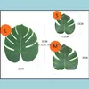 Groene Tropische Palm Bladeren Monstera Simation Kunstblaadje voor Party Jungle Beach Theme BBQ Verjaardag Decoraties Drop Leveringsverlaging 2021 Decora