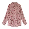 Loose Casual Women's Blouse Shirt Cotton Cherry Print Long Sleeve Female White Printed s Plus Size Clothes DF2321 210609