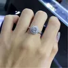 Gemstone Women Diamond Ring Round Cyrstal Engagement Wedding Rings Band Jewelry Will and Sandy Gift