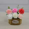 50PCS 7CM Artificial Flowers With Stem Foam Rose Fake Flower Wedding Party Bouquet 2205 V2
