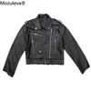 Mozuleva Winter Coat Retro High Street Turn-down Neck Women PU Leather Jacket Short Black Faux Female Loose
