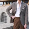 Blazers elegantes para masculino casaco xadrez moda vintage Blazer hombre casual Terno Masculino Lattice Veste Homme Men's Suits
