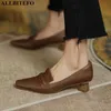 ALLBITEFO haute qualité doux en cuir véritable femmes talons hauts mode femmes confortables talons chaussures à talons hauts marche chaussures de base 210611