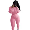 Automne Thread Elastic deux pièces Navel Exposed Tracksuit femelle Pure Color Sports Suit205Z