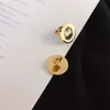 Europejski projektant list koło szpilki złoto/srebro róża CZ cyrkon emalia markowe kolczyki ze stali nierdzewnej cyrkonia stadnina podwójne litery kobiety biżuteria