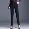 Plus Size High Waist Women's Pants Black Work Wear Office Elegant Straight Female Quality Gray Casual Trousers 220211