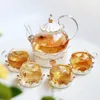 Juego de té clásico europeo, tetera perfumada, juegos de tazas de té con corona de cristal transparente, bandejas de cerámica blanca, tazas, platillos