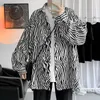 Koszule męskie Casual Neploha 21 Jesień przystojny Zebra Drukuj Koszula dla mężczyzn Lapel Loose Long Sleeve Bluza męska Unisex Topy