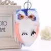 15CM Cute Fluffy Owl Keychain & Pendant Women Girls Key Ring Faux Bunny Rabbit Fur Pompoms Key Chains For Handbag