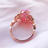 Bagues De Grappe De Luxe En Argent Sterling 925 Bague De Fiançailles De Mariage Pour Les Femmes 10 * 14mm 10 Rose Saphir Diamant Partie Fine Bijoux Cadeau