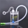 Mini portatile quadrato imbottigliatore d'acqua Bong a mano Tubi d'acqua per fumatori Raccoglitore di cenere per olio con tubo e tubo per bruciatore a nafta in vetro