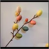 Couronnes Festive Gardeneaster Egg Tree Décor Coloré Peinture Mousse Branche Fausse Plante Pour La Maison Happy Party Fournitures Fleur Artificielle Decorati