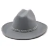 Fedora chapéu para mulheres largo borda diamante faixa sentiu jazz chapéu outono inverno casamento festa trilby chapéu