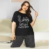 Plus Size Damskie Piżamy Zestawy Damskie Garnitury Letnie z krótkim rękawem 2-częściowy Sleepwear Kobiety Bawełniane Stroje Homerwear 210809