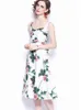ファッションデザイナーノースリーブ夏のドレス女性ローズ花柄プリントホリデーパーティーMidiエレガント210529