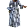 Kvinnor Långtryckt Klänning O Neck Party Evening Cawns High Waist A Line African Fashion Female Plus Size Ladies Robes 210416