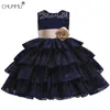 Flower Girls Dresses For Wedding Lace Cake Tutu Girl Birthday Party Evening Dress Princess Communion Sleeveless Ball Gown 210508