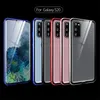 Slanke metalen magnetische adsorptie Tech Mobiele Telefoon Gevallen voor Samsung Galaxy Note20 Ultra Plus Note8 S9 Clear Double Sided HD gehard Glas Schokbestendige Shell