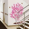 One Tree Dream Pink Flowers Birds Wall Stickers Home Decoration in Living Room adesivo de parede 210420