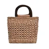 Mulheres verão palha rattan crossbody saco com punho curto-tecido mão-tecida bolsa de ombro e bolsas seaside férias