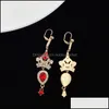 Boucles d'oreilles à breloque bijoux couronne goutte pour les femmes boîte de nuit fête dames luxe rouge strass livraison directe 2021 Qwxue