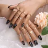 S2587 Fashion Jewelry Knuckle Ring Set Rhinestone Crown Flower Stacking Rings Midi Rings 15pcs/set